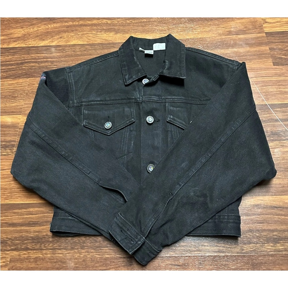 Vintage LA Gear Sequins Denim Jeans Jacket Black Small